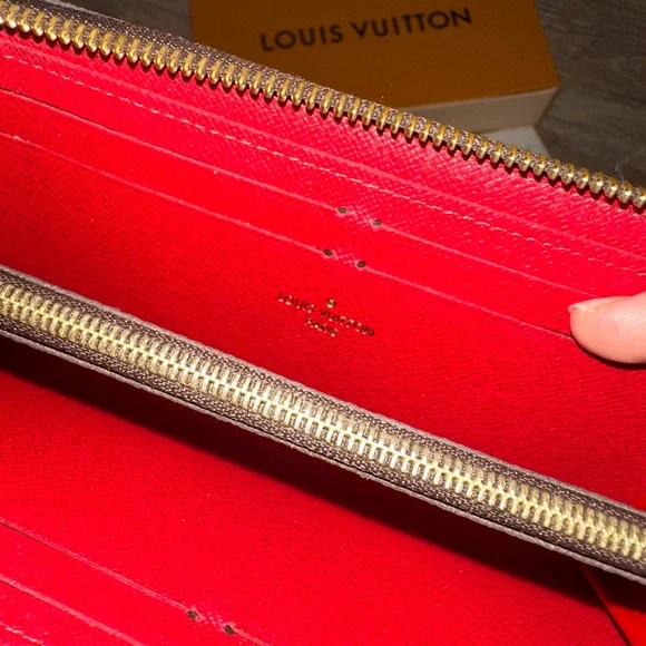 Louis Vuitton Red and Gold Zipper Wallet - Picture 3 of 5